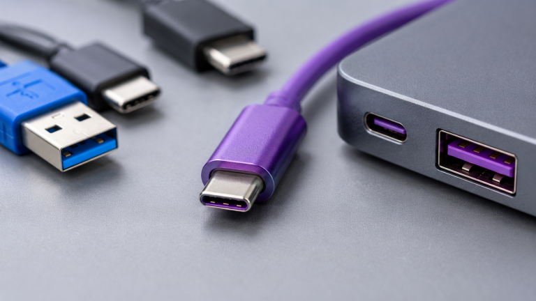 Μωβ θύρες USB