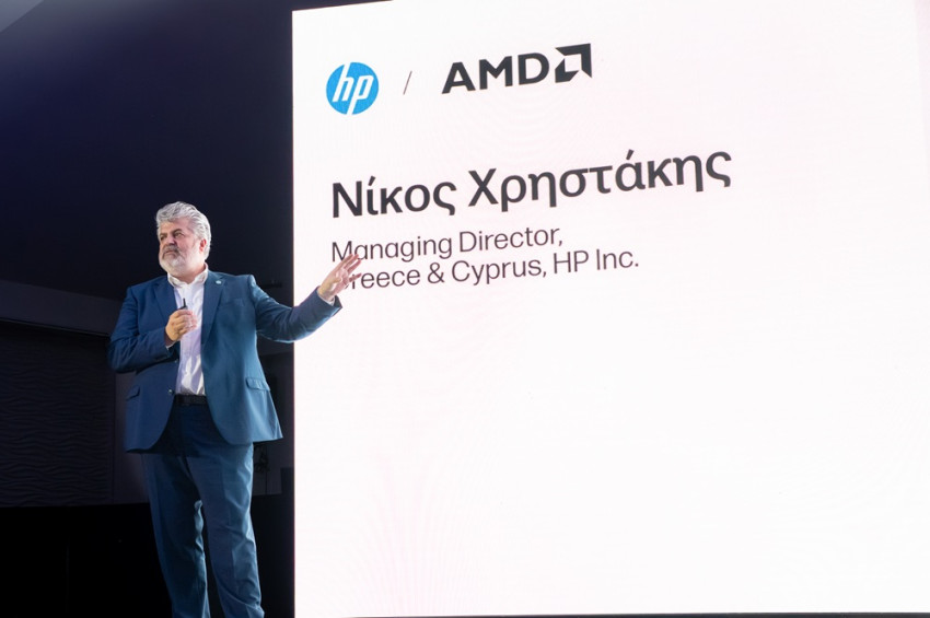 Στιγμιότυπο από την ομιλία του  Νίκου Χρηστάκη, Managing Director της HP Ελλάδος &amp; Κύπρου 