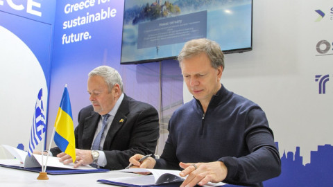 Ο Εκτελεστικός Διευθυντής Ανάπτυξης Εξωτερικού της ΓΕΚ ΤΕΡΝΑ, Στάθης Νάτσης και  ο CEO της Ukrhydroenergo, Bohdan Sukhetskyi