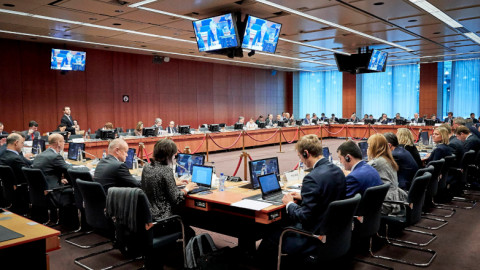 Στιγμιότυπο από τη σημερινή συνεδρίαση του Eurogroup