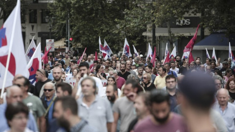 Στιγμιότυπο από την απεργιακή πορεία της 24ης Σεπτεμβρίου στην Αθήνα