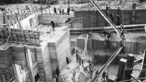 τάδιο κατασκευής του Φράγματος Μαραθώνα, 1927/Φωτογραφία:Ιστορικό Αρχείο ΕΥΔΑΠ 