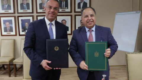 O υπουργός Οικονομικών, Χρ. Σταϊκούρας, και ο Αιγύπτιος ομόλογος του Dr. Mohamed Maait