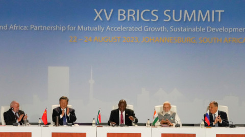 Στιγμιότυπο από την σύνοδο κορυφής των Brics στη Νότιο Αφρική-Φωτογραφία Ap Images