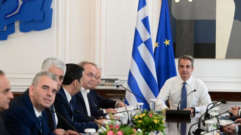 Ο Κυριάκος Μητσοτάκης στο Μαξίμου