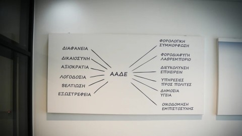 Γραφικό με τις προτεραιότητες της ΑΑΔΕ στο εσωτερικό του κεντρικού της κτιρίου
