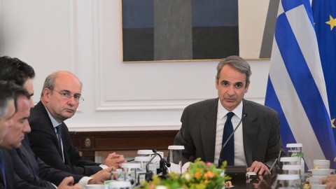 Ο Κυριάκος Μητσοτάκης στο υπουργικό συμβούλιο