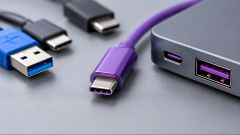 Μωβ θύρες USB