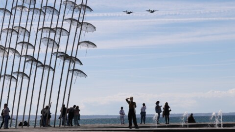 Δοκιμαστικές πτήσεις αεροσκαφών της Πολεμικής Αεροπορίας για την παρέλαση της εθνικής επετείου της 28ης Οκτωβρίου στη Θεσσαλονίκη.