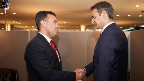 Στιγμιότυπο από την προηγούμενη συνάντηση του Κυριάκου Μητσοτάκη με τον Ζόραν Ζάεφ