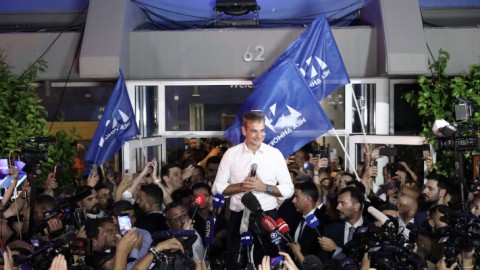 O Κυριάκος Μητσοτάκης μετά τη νίκη της Νέας Δημοκρατίας